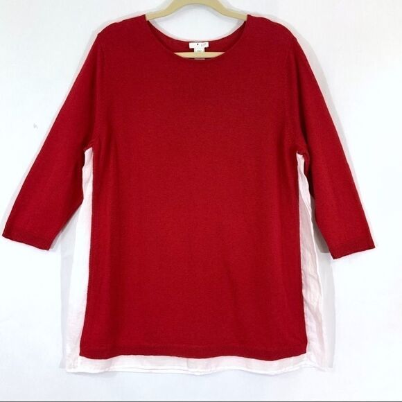 J.Jill Red Linen Lagenlook Tunic Sweater size L - Picture 1 of 6